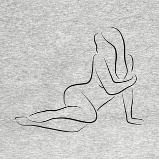 Nude Line Art Sketch - Lay Down Lena T-Shirt